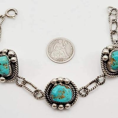 Sterling silver and turquoise  bracelet 41.2 g