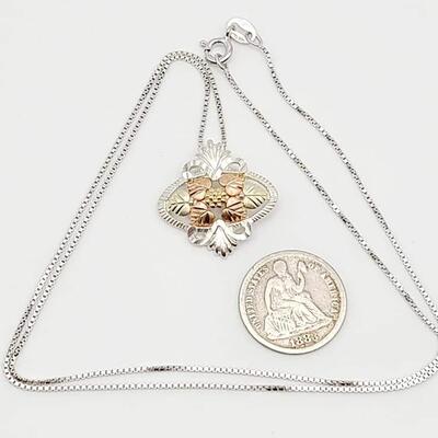 Sterling silver & 12 k gold necklace and pendant