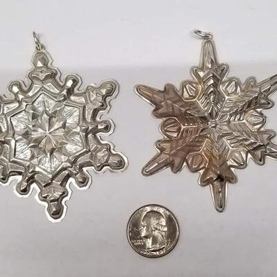 Pair vintage Gorham sterling silver Christmas ornaments 42 g