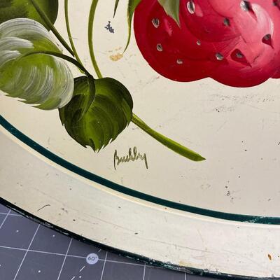 Vintage Hand Painted Strawberries Platter