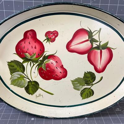 Vintage Hand Painted Strawberries Platter
