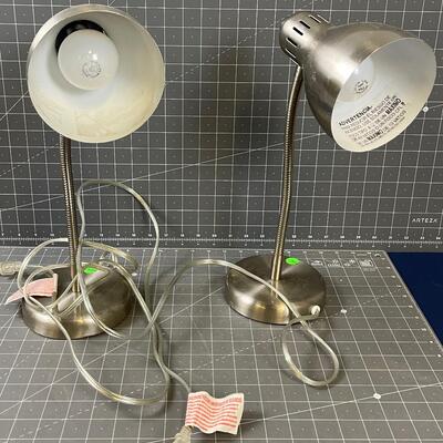  Pair of Stainless Steel Desk Lamps 