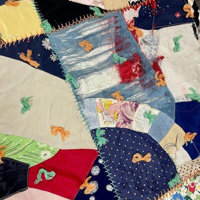 Vintage/antique multicolored quilt, 80â€ x 40â€ handmade and handstitched