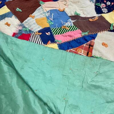 Vintage/antique multicolored quilt, 80â€ x 40â€ handmade and handstitched