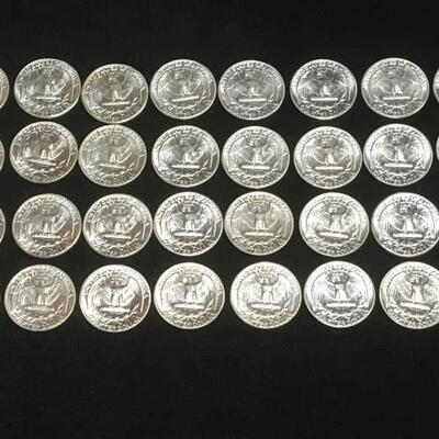 10 $  Silver Brilliant uncirculat .Reserve set   1964 Washington  quarters