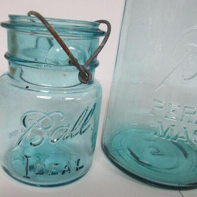3 Vintage Teal Canning Jars Ball and Atlas EZ Seal