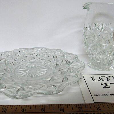 Vintage Pressed Glass Tray and Small Pitcher