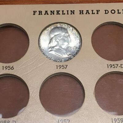 Franklin half dollar book unfinished all BU coins .Reserve set