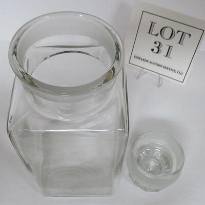 Vintage Tall Glass Apocathary Jar Original Ground Stopper