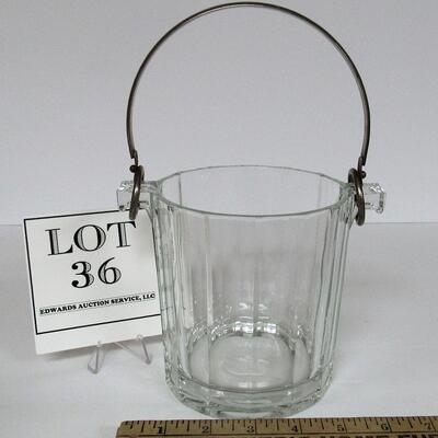Older Glass Ice Bucket, Marked Italy on Bottom