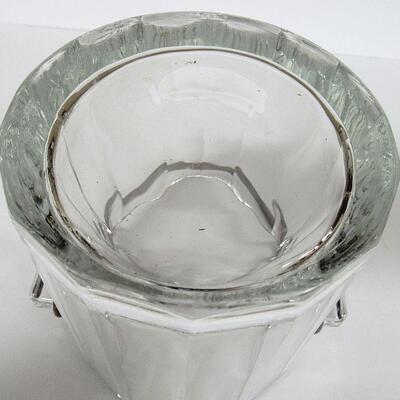 Older Glass Ice Bucket, Marked Italy on Bottom