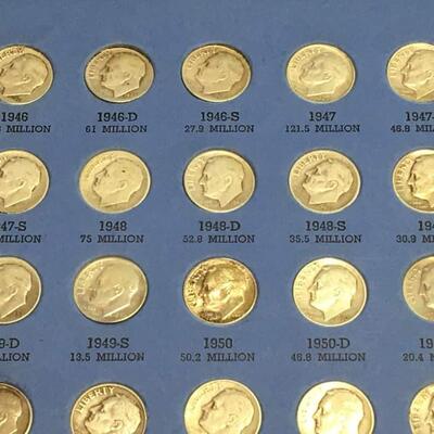 Rosevelt dimes book 1946 to 1967 reserve set