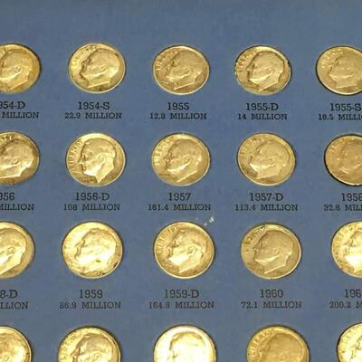 Rosevelt dimes book 1946 to 1967 reserve set