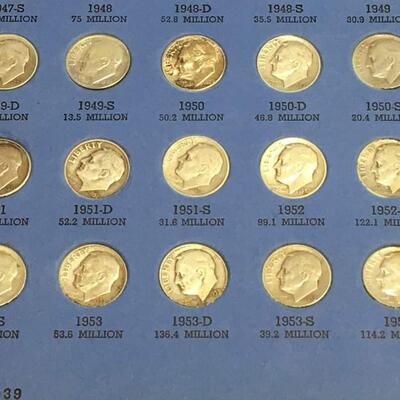 Rosevelt dimes book 1946 to 1967 reserve set