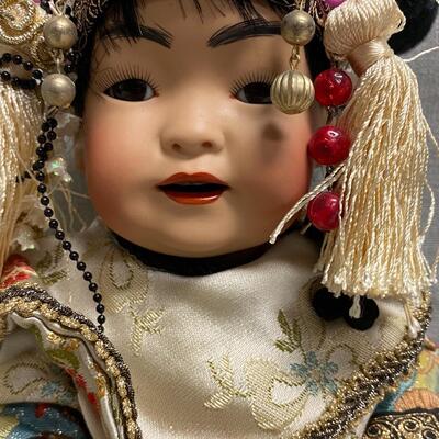 Ornate Costume Ethnic Asian Bisque & Composite Doll