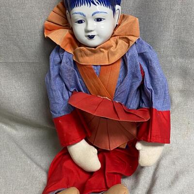 Blue & White Ceramic Asian Ethnic Jester Style Doll