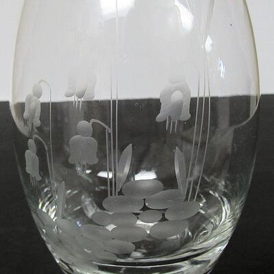 Older Tall Glass Decanter, Lilly of the Valley Pattern