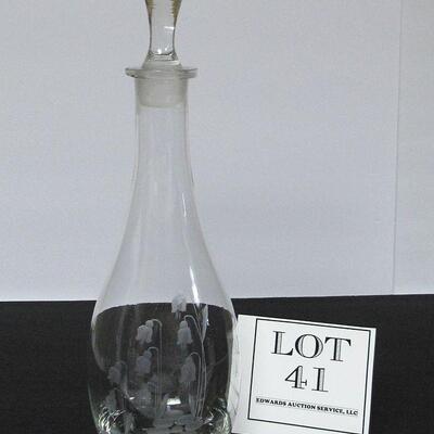Older Tall Glass Decanter, Lilly of the Valley Pattern