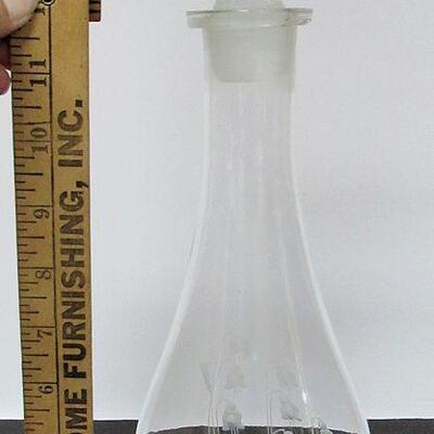 Older Tall Glass Decanter, Lilly of the Valley Pattern