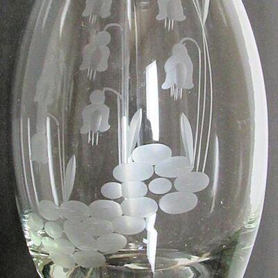 Older Tall Glass Decanter, Lilly of the Valley Pattern