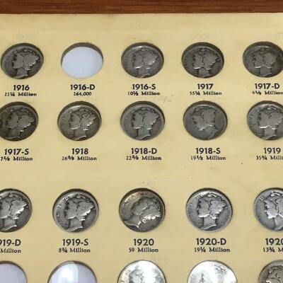 Mercury dime book 1916 to 1945  Not complete. Reserve set