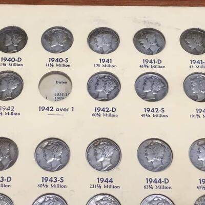 Mercury dime book 1916 to 1945  Not complete. Reserve set
