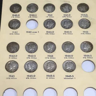 Mercury dime book 1916 to 1945  Not complete. Reserve set