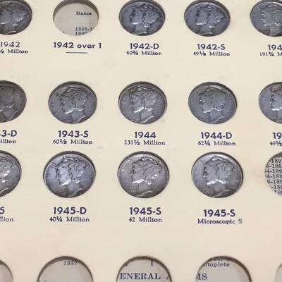 Mercury dime book 1916 to 1945  Not complete. Reserve set