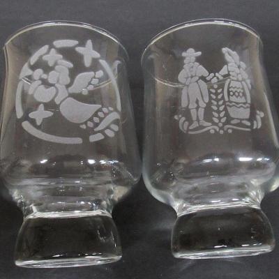Pfaltzgraff Village Glass Candleholders in Copper Inserts, Goes With Village Pattern Dishes