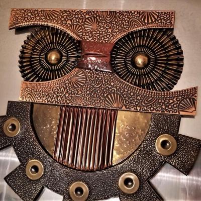 Lot #100  Awesome Mid Century Modern OWL Wall Hanging