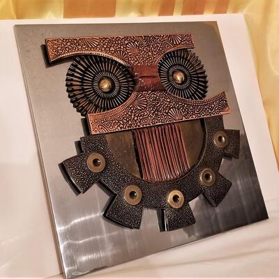 Lot #100  Awesome Mid Century Modern OWL Wall Hanging