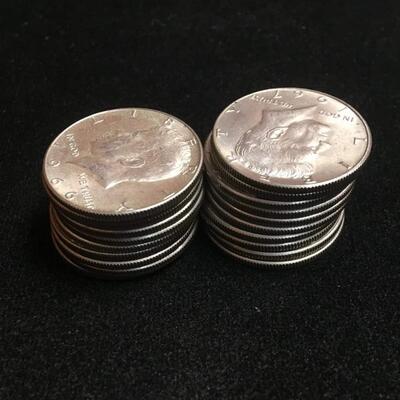 Roll 10# 40 % silver BU  silver kennedy half dollers