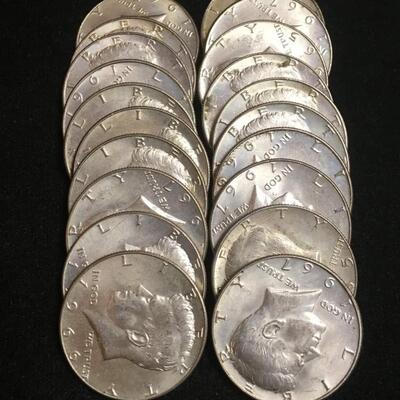 Roll 10# 40 % silver BU  silver kennedy half dollers