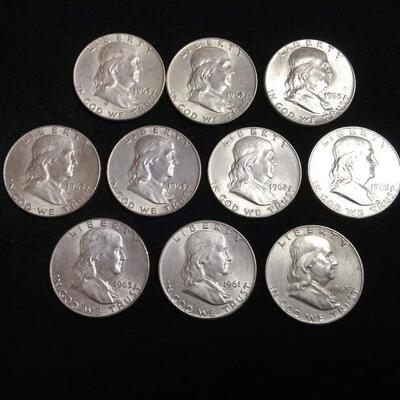 10 Uncirculated Franklin half do.llars.Reserve set