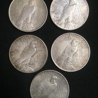 5 Silver Peace dollars Reserve