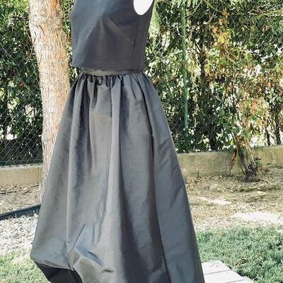 Lot 61 Evening Dress 2 pcs Black Skirt & Top Embellished w/Pearls & Rhinestones Sleeveless