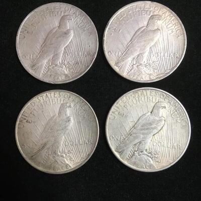 4 Peace dollars 1922 through 1925. Reserve