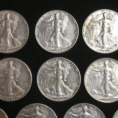 10 Uncirculated  Walking Liberty half dollars. Reserve set
