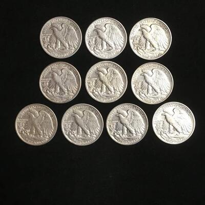 10 Uncirculated  Walking Liberty half dollars. Reserve set