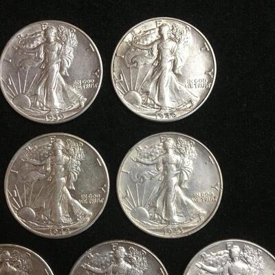 10 Uncirculated  Walking Liberty half dollars. Reserve set