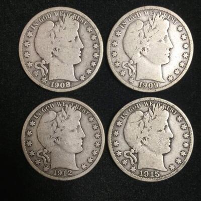 4 Barber Half dollars