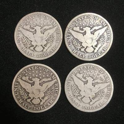 4 Barber Half dollars