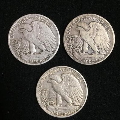 3 Walking Liberty Half Dollars
