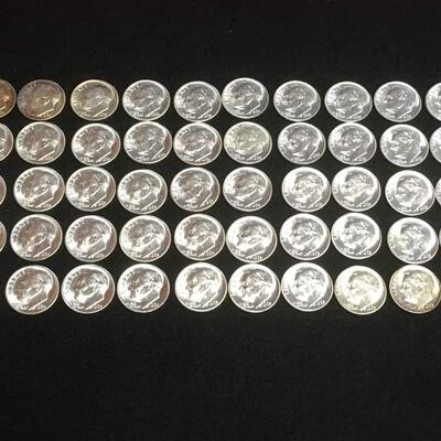 50 uncirculated  1962 mercury dimes