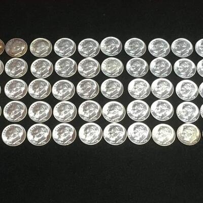 50 uncirculated  1962 mercury dimes