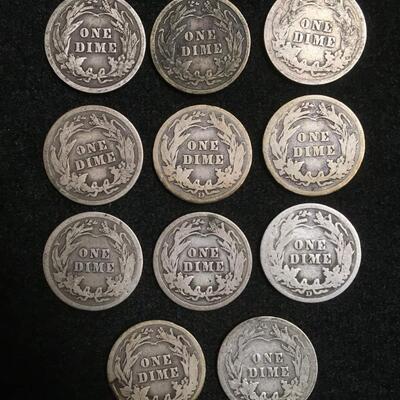 11 barber dimes various dates