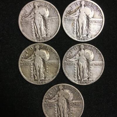 5 standing liberty quarters