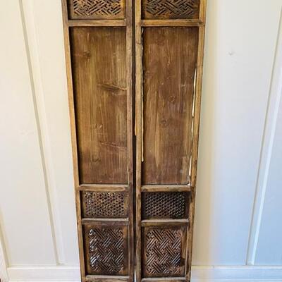 Lot 67 Pair (2) Teak Wood Chinese Panels Carved & Painted 48