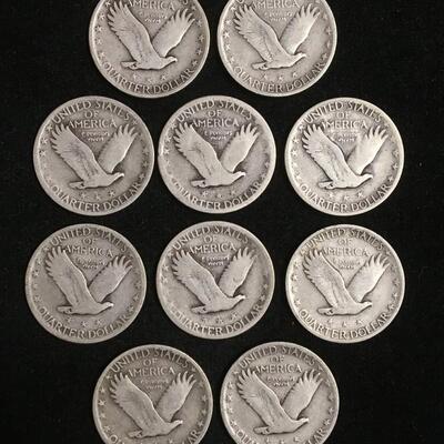 10 standing liberty quarters. Random dates