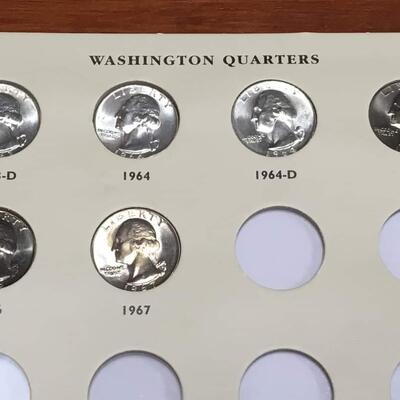 Brilliant uncirculated  Quarter book 1932 to 1967 incomplete. RESERVE